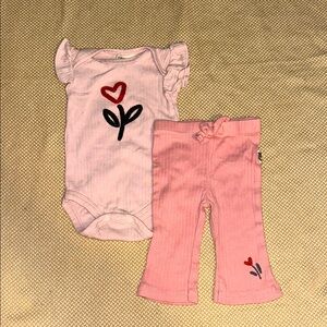 Pink Kids Matching Set with Heart Design